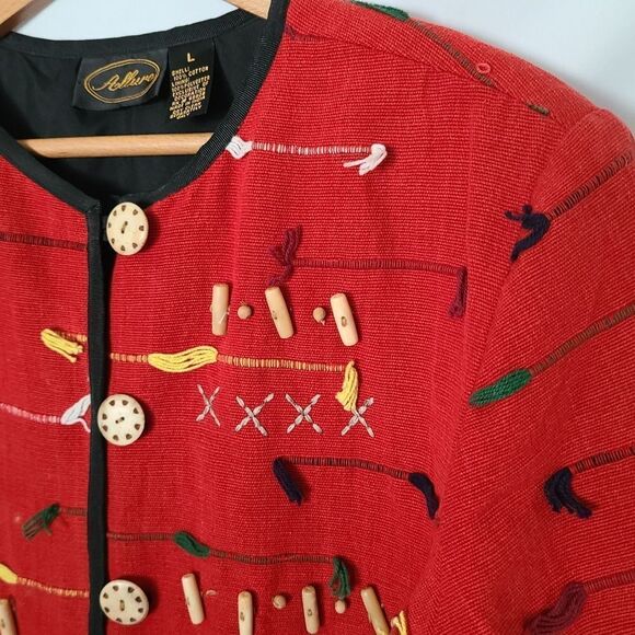 Allure Vintage 90's Embellished Embroidered Wearable‎ Art Jacket sz L - Picture 2 of 5